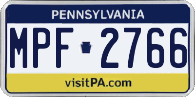 PA license plate MPF2766
