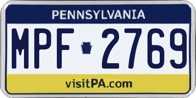 PA license plate MPF2769