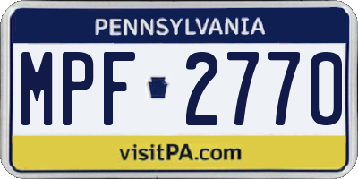 PA license plate MPF2770