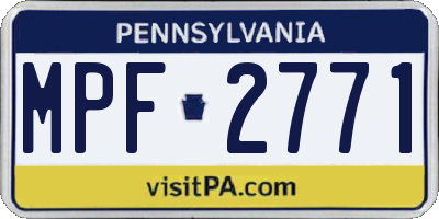 PA license plate MPF2771