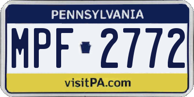PA license plate MPF2772