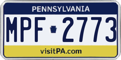 PA license plate MPF2773