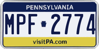 PA license plate MPF2774