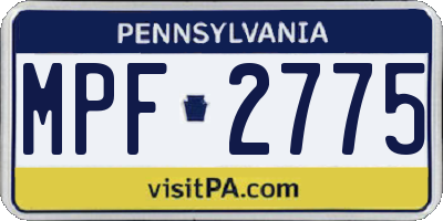 PA license plate MPF2775