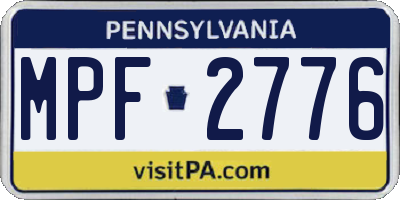 PA license plate MPF2776