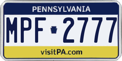 PA license plate MPF2777