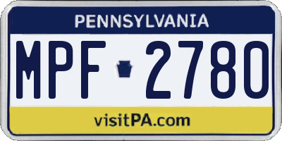 PA license plate MPF2780