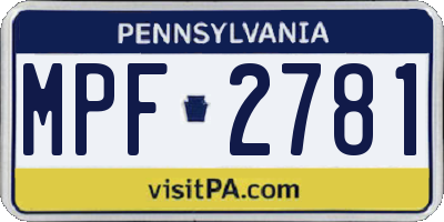 PA license plate MPF2781