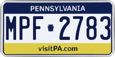 PA license plate MPF2783