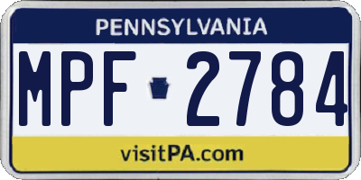 PA license plate MPF2784