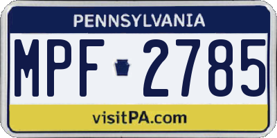 PA license plate MPF2785