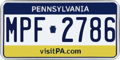 PA license plate MPF2786