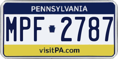 PA license plate MPF2787
