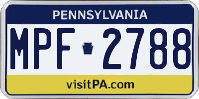 PA license plate MPF2788