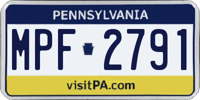 PA license plate MPF2791