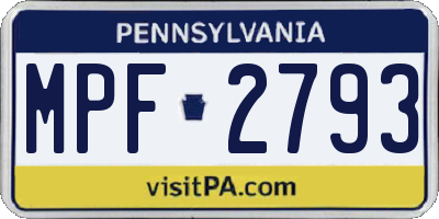 PA license plate MPF2793