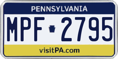 PA license plate MPF2795