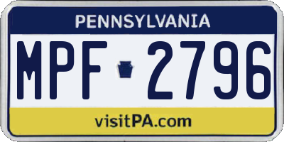 PA license plate MPF2796