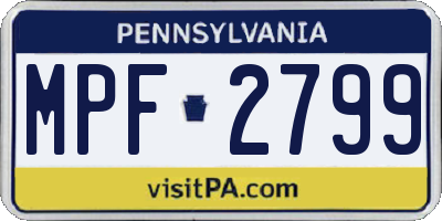 PA license plate MPF2799