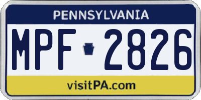 PA license plate MPF2826