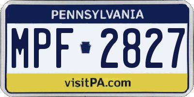PA license plate MPF2827