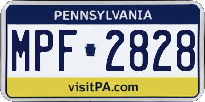 PA license plate MPF2828