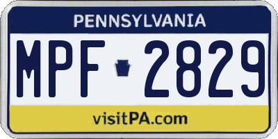 PA license plate MPF2829