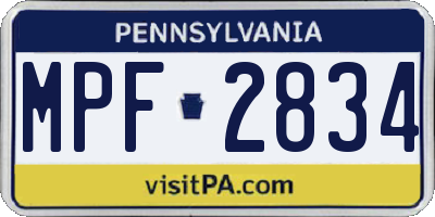 PA license plate MPF2834