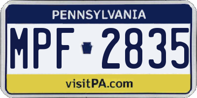 PA license plate MPF2835