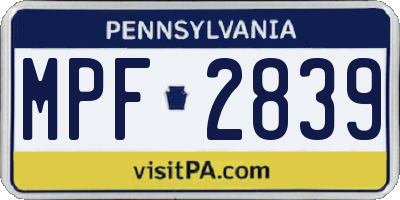 PA license plate MPF2839