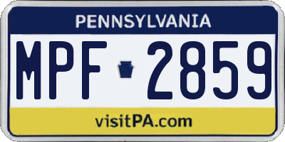 PA license plate MPF2859