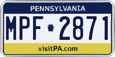 PA license plate MPF2871