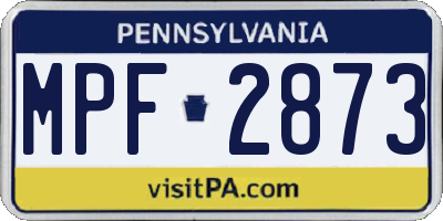 PA license plate MPF2873