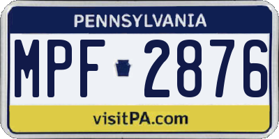 PA license plate MPF2876