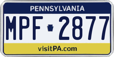 PA license plate MPF2877