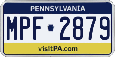 PA license plate MPF2879