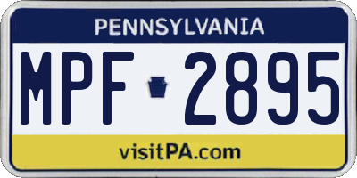 PA license plate MPF2895
