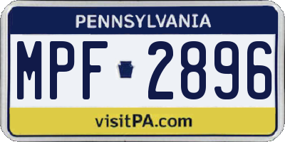 PA license plate MPF2896