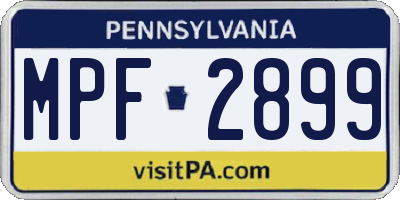 PA license plate MPF2899
