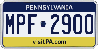 PA license plate MPF2900