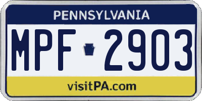 PA license plate MPF2903