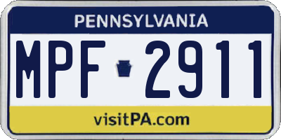PA license plate MPF2911
