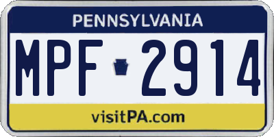 PA license plate MPF2914