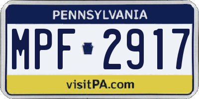 PA license plate MPF2917