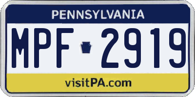 PA license plate MPF2919
