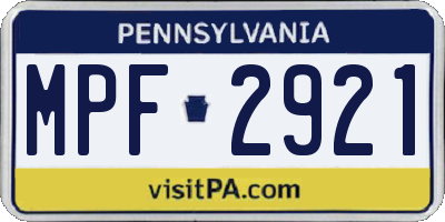 PA license plate MPF2921