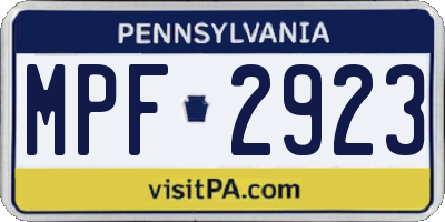 PA license plate MPF2923