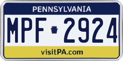 PA license plate MPF2924