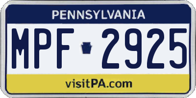 PA license plate MPF2925