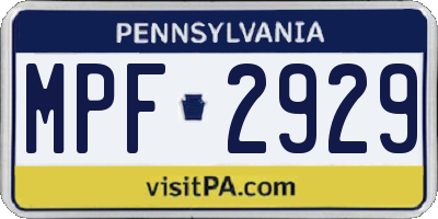 PA license plate MPF2929